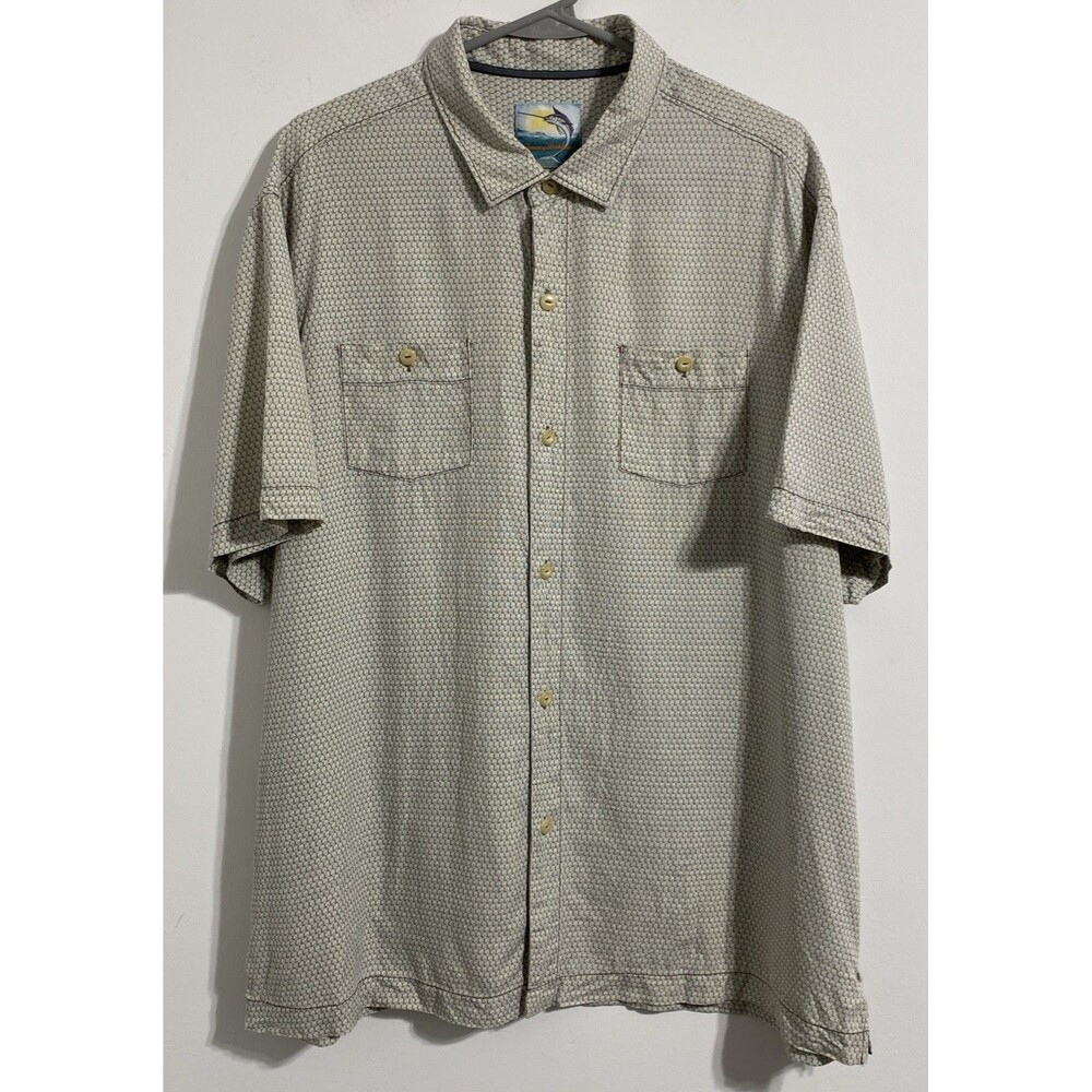 Tommy Bahama Shirt Men's XL 100% Silk Island Modern Fit Button Front Down Vented